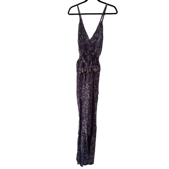 Paloma Blue “Eclipse” star print silk crepe de chine navy sleeveless jumpsuit - Picture 10 of 14